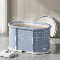 Portable Foldable Bath Tub for Adults No Installation Needed Large Separate Hot SPA Soaking Ice Bathtub Gray — Studio Shot