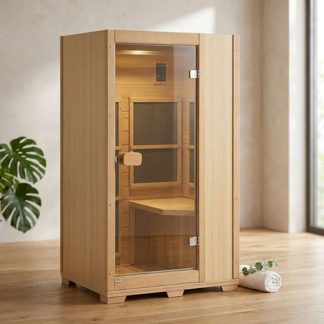 Far Infrared Wooden Sauna Room Home Sauna Spa for 1 Person1140W — Studio Shot